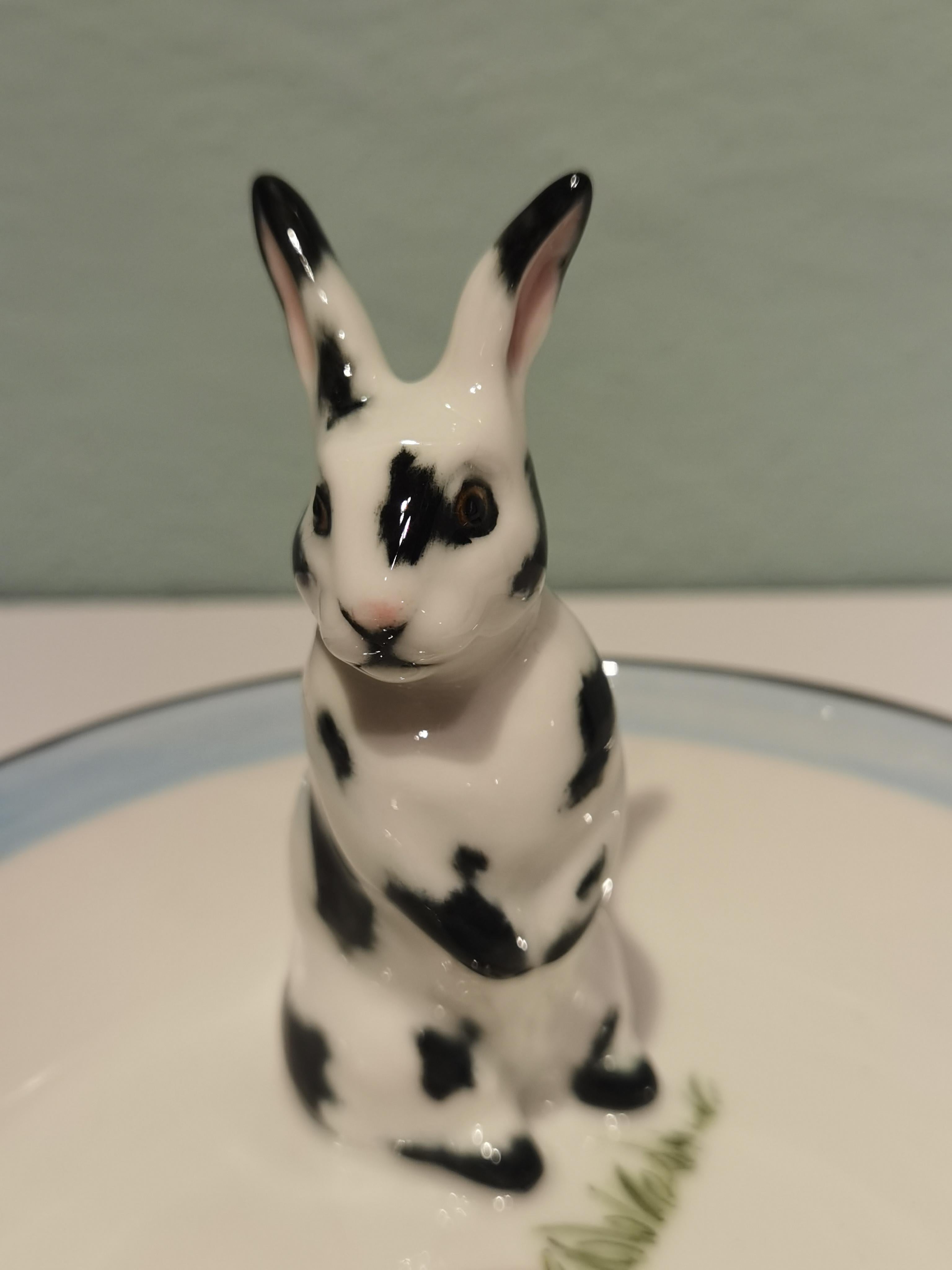 Country Porcelain Bowl Hand Painted Easter Rabbit Figure Sofina Boutique Kitzbuehel For Sale