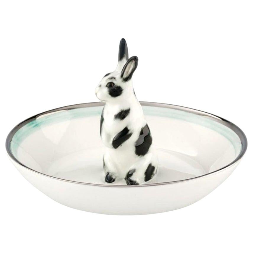Porcelain Bowl Hand Painted with Rabbit Figure Sofina Boutique Kitzbuehel For Sale