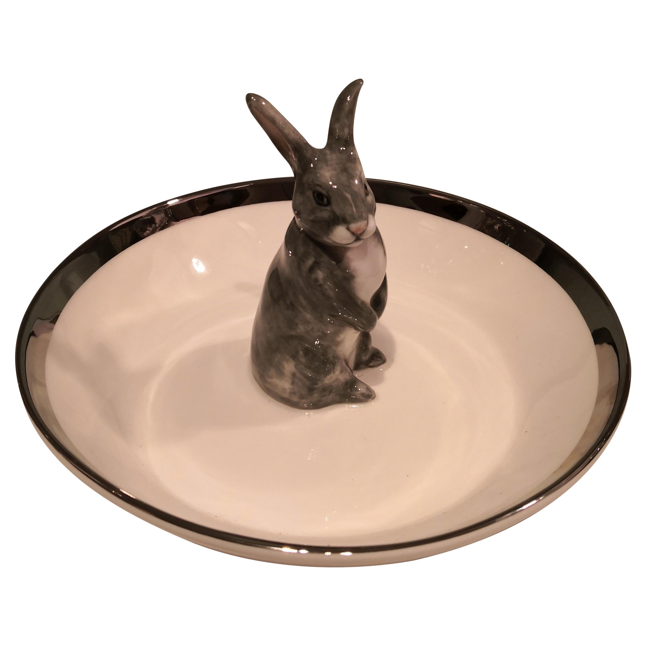 Porcelain Bowl Hand Painted with Rabbit Figure Sofina Boutique Kitzbuehel