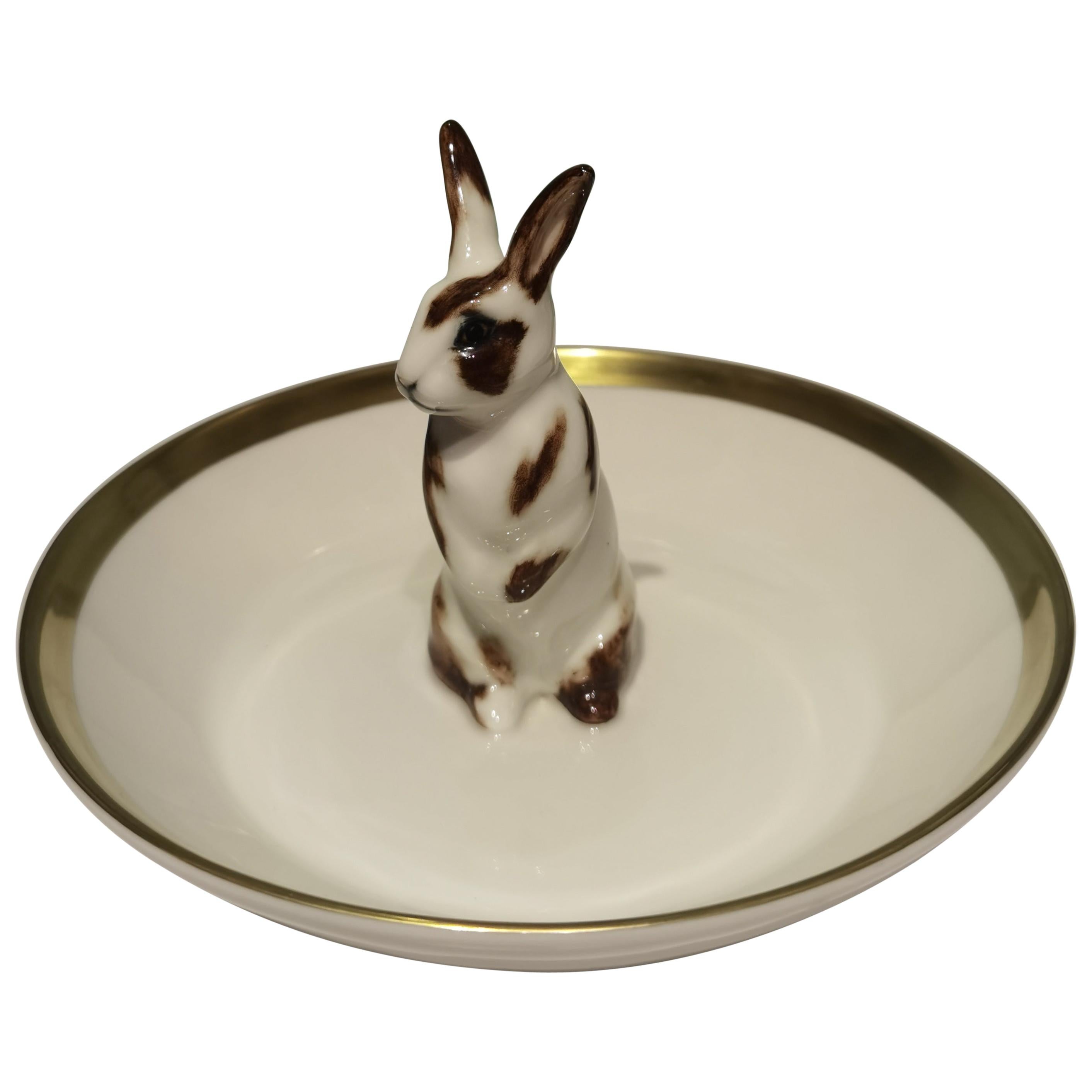 Porcelain Bowl Hand Painted Easter Rabbit Figure Sofina Boutique Kitzbuehel For Sale