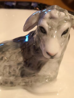 Hand Painted Porcelain Bowl with Easter Lamb Figure Sofina Boutique Kitzbuehel