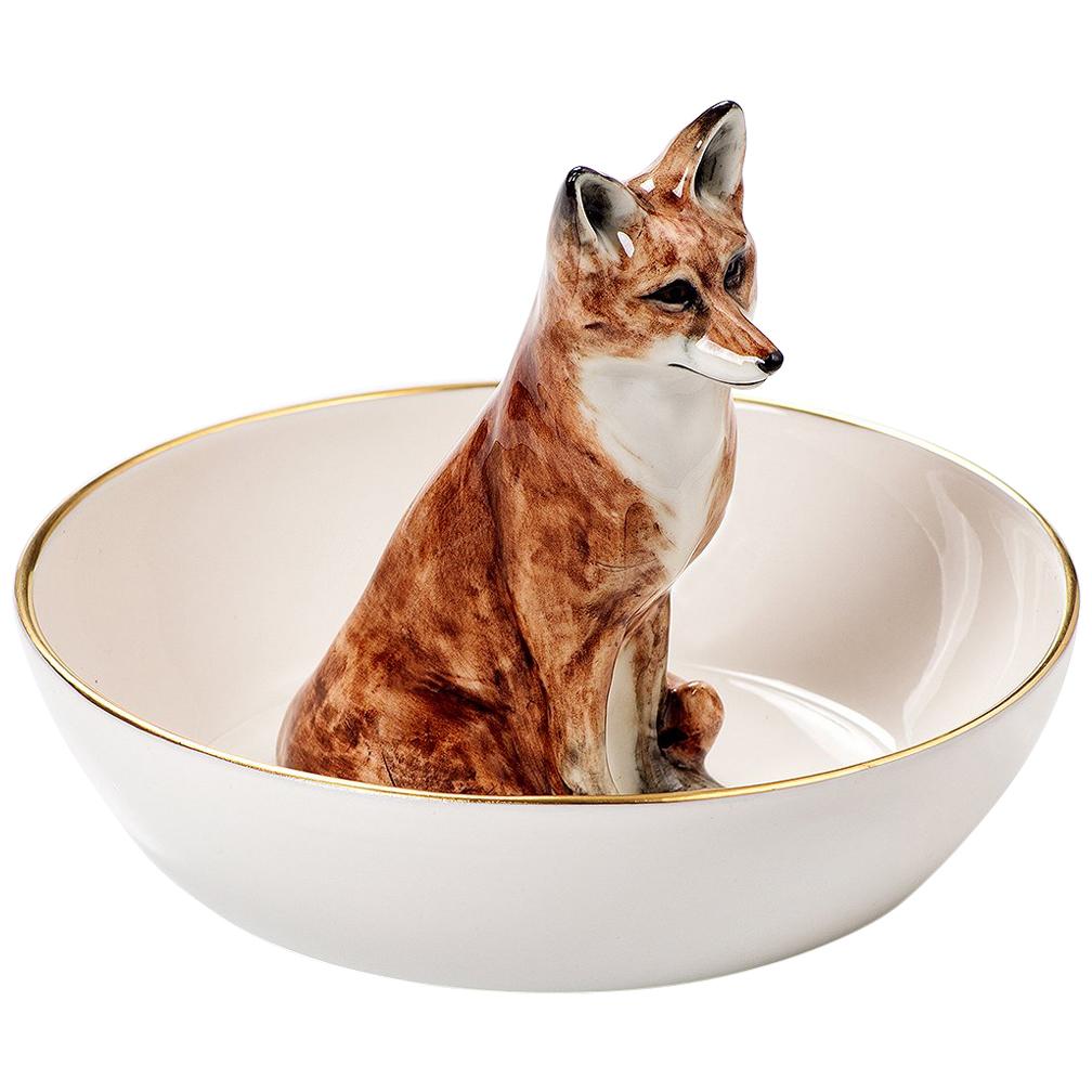 Porcelain Bowl with Fox Figure Sofina Boutique Kitzbuehel For Sale