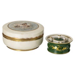 Porcelain - Box with lid and inkwell - 19th century