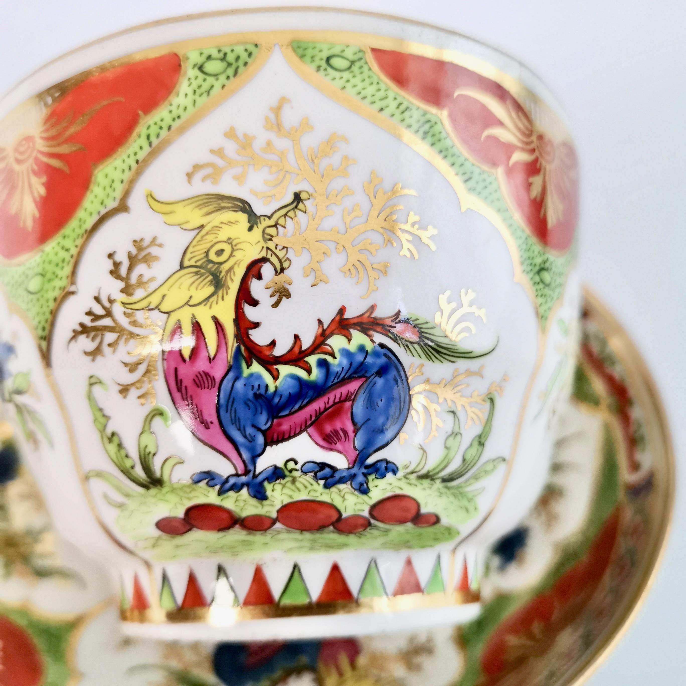 Hand-Painted Porcelain Breakfast Cup Chamberlains Worcester, Dragons in Compartments