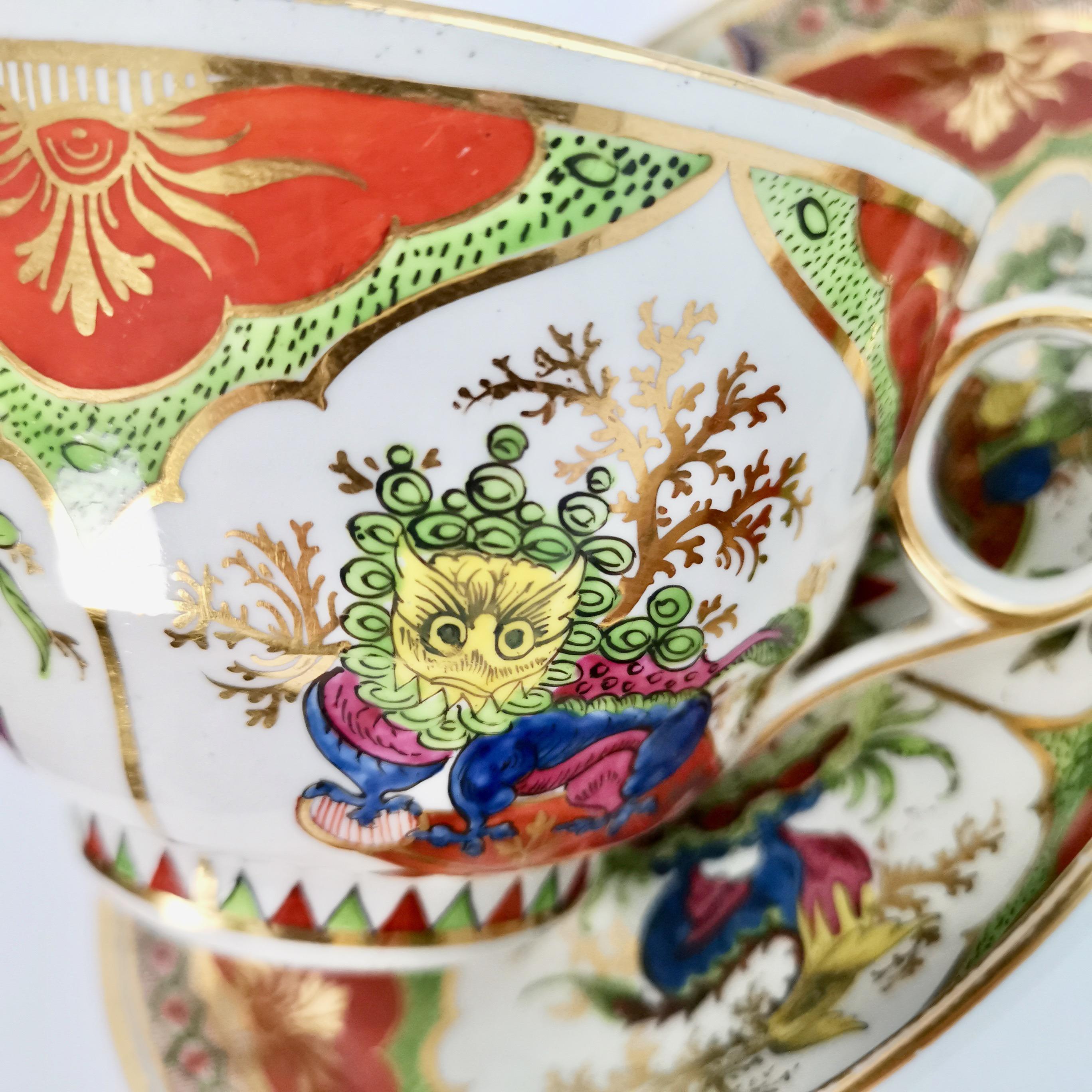 Early 19th Century Porcelain Breakfast Cup Chamberlains Worcester, Dragons in Compartments