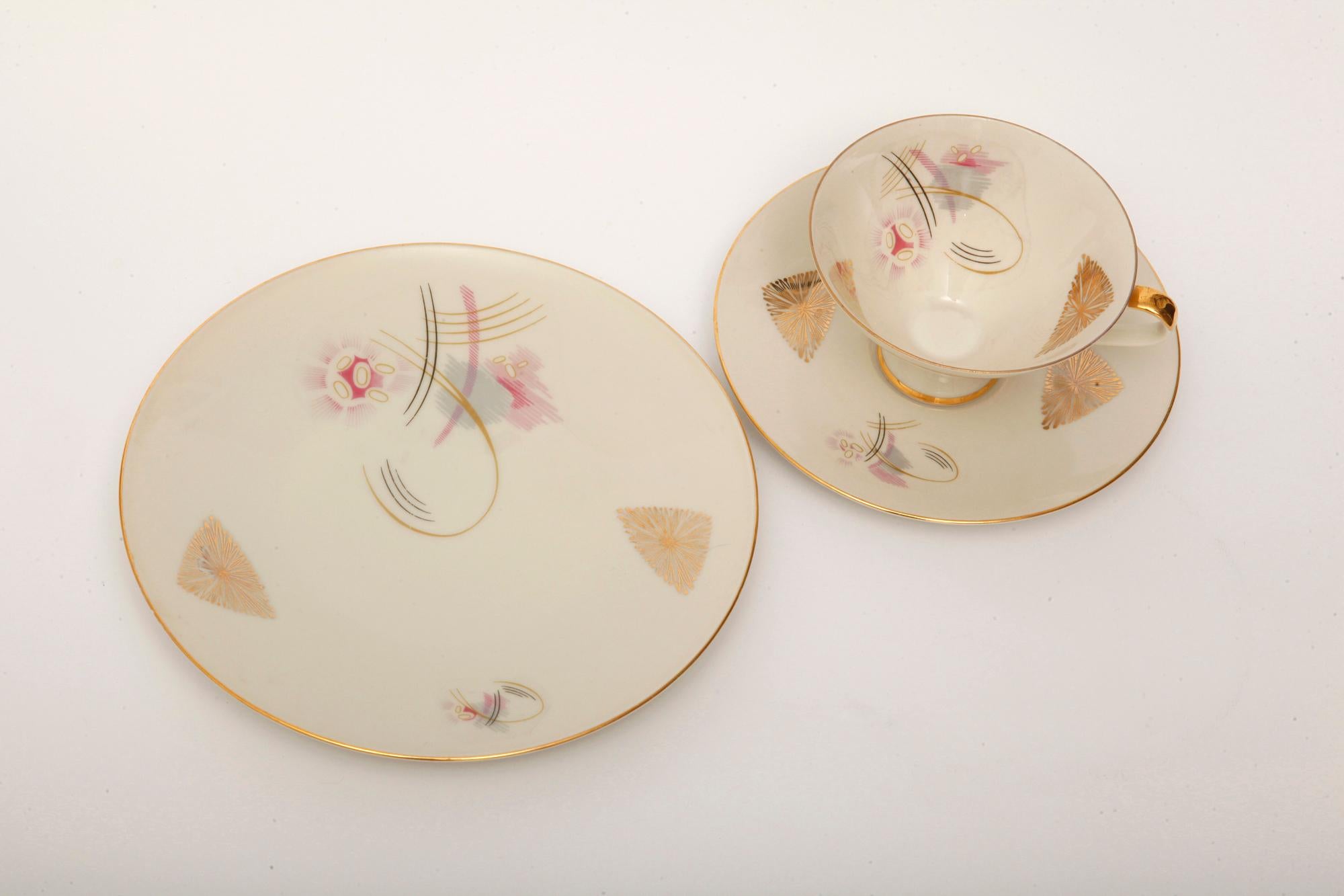  Porcelain Breakfast Set, Bavaria, Germany, Mid-Century Modern, 1950s In Good Condition In Warsaw, PL