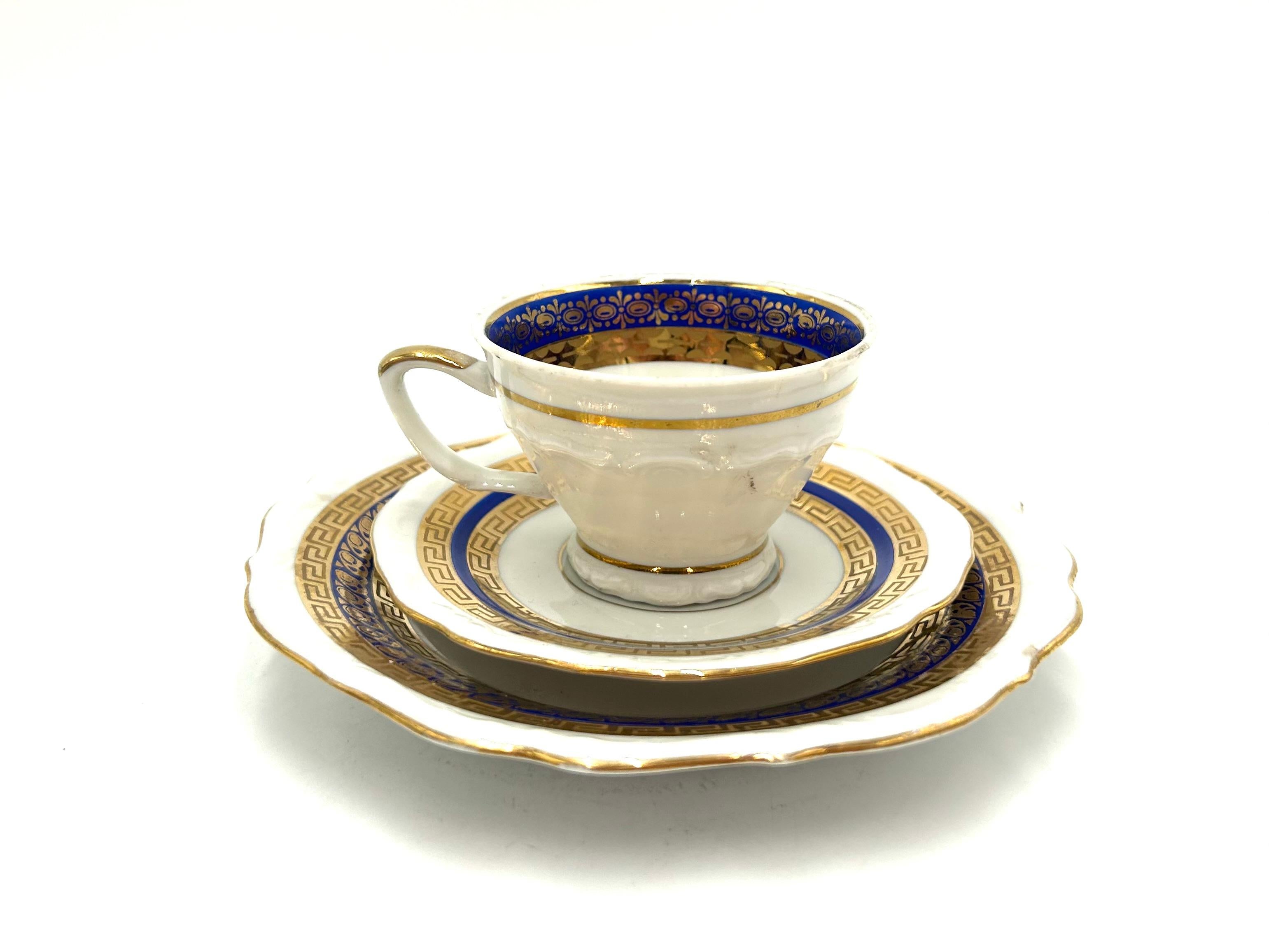 Mid-Century Modern Porcelain Breakfast Trio - Cup, Bogucice, Poland, 1960s For Sale