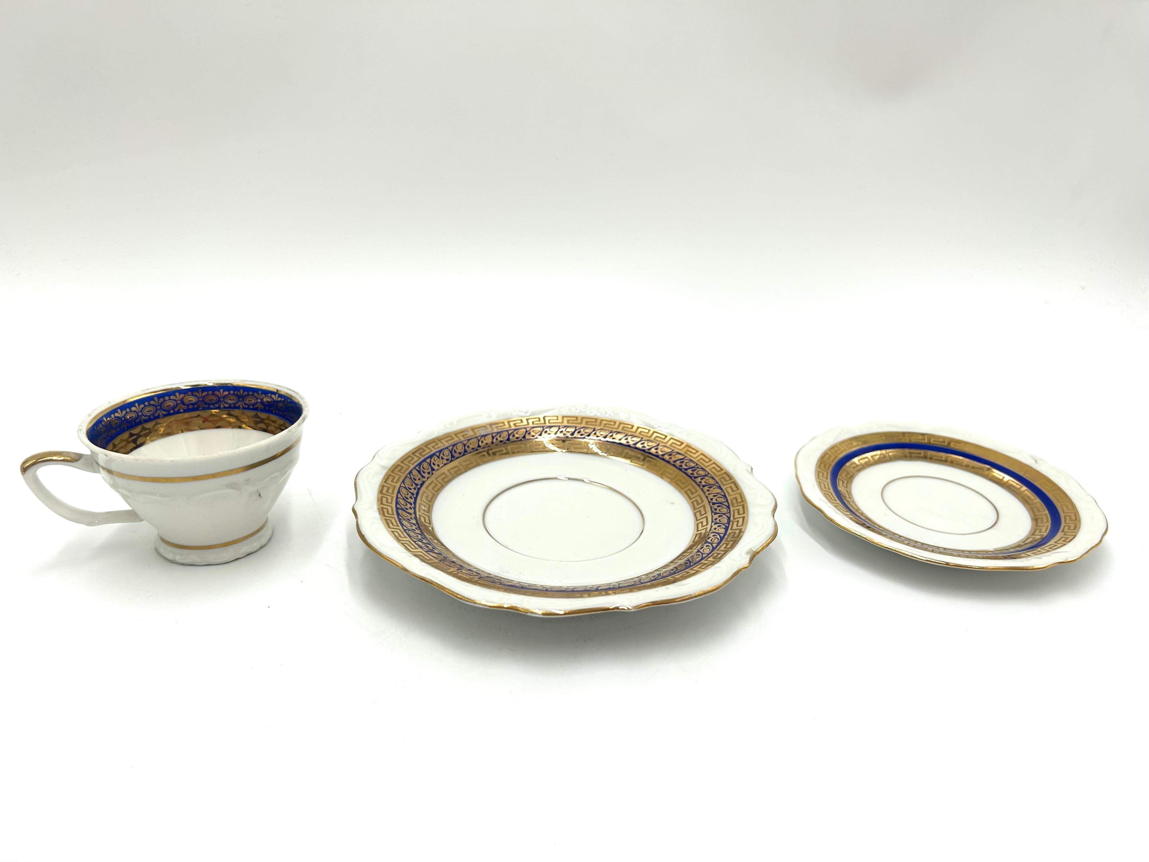 Porcelain Breakfast Trio - Cup, Bogucice, Poland, 1960s In Good Condition For Sale In Chorzów, PL