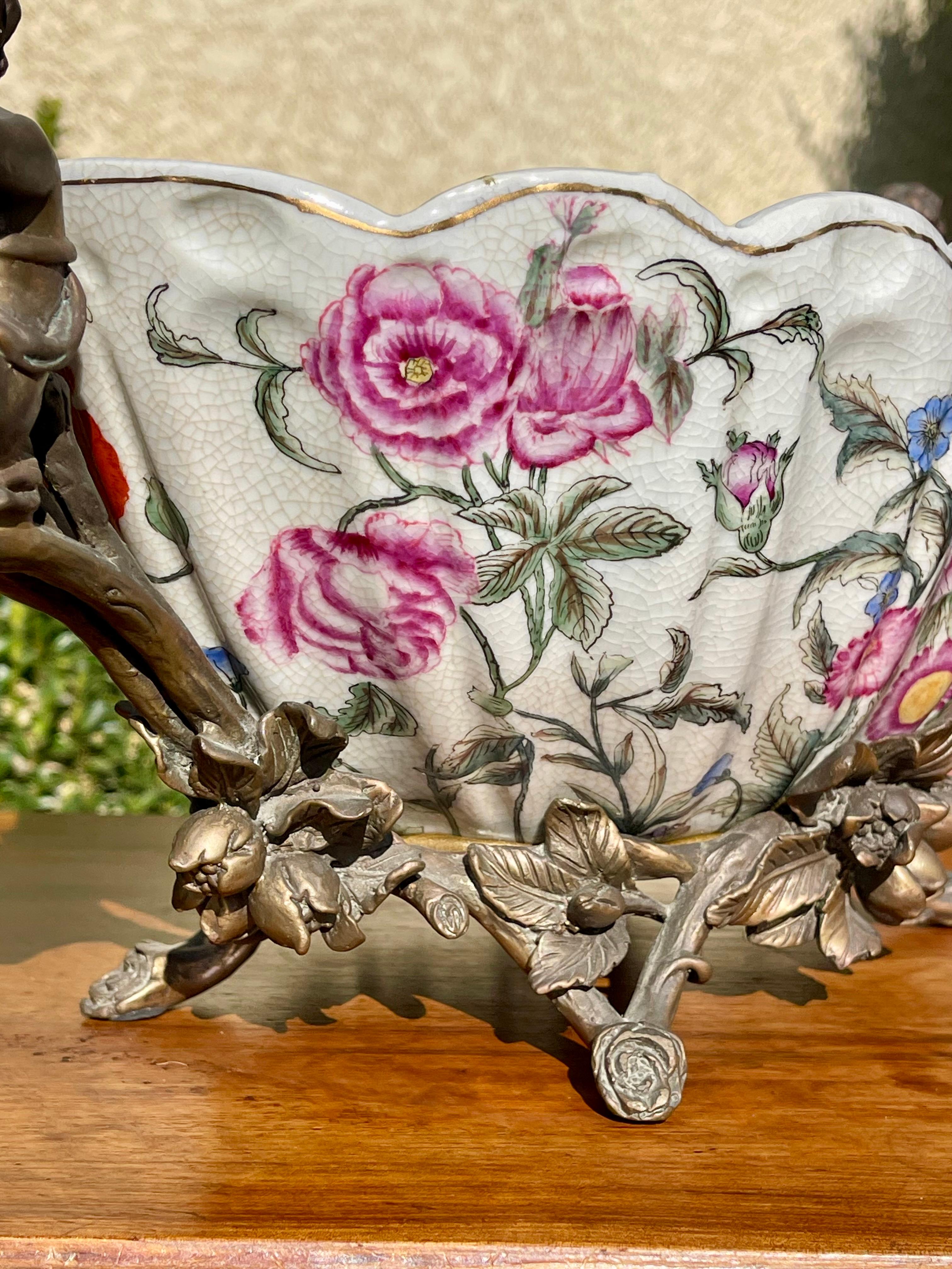 Taza / Jardinera de porcelana y bronce - Siglo XX siglo XX en venta