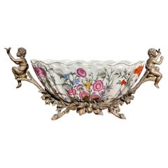 Taza / Jardinera de porcelana y bronce - Siglo XX