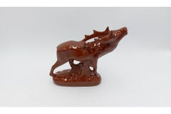 Porcelain brown deer figurine