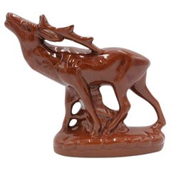 Porcelain brown deer figurine 