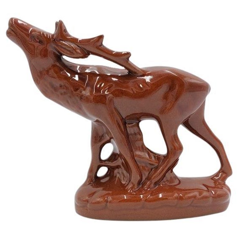 Porcelain brown deer figurine For Sale at 1stDibs