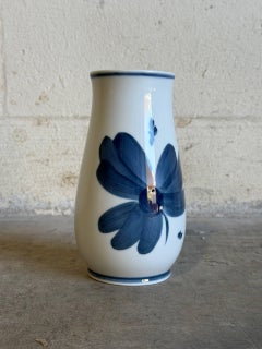 Porcelain Bud Vase Blue Anemone Flower B&G Copenhagen Denmark Mid-Century