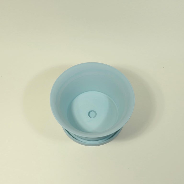 Greco Roman Porcelain Bulb Pan in Matte Denim For Sale