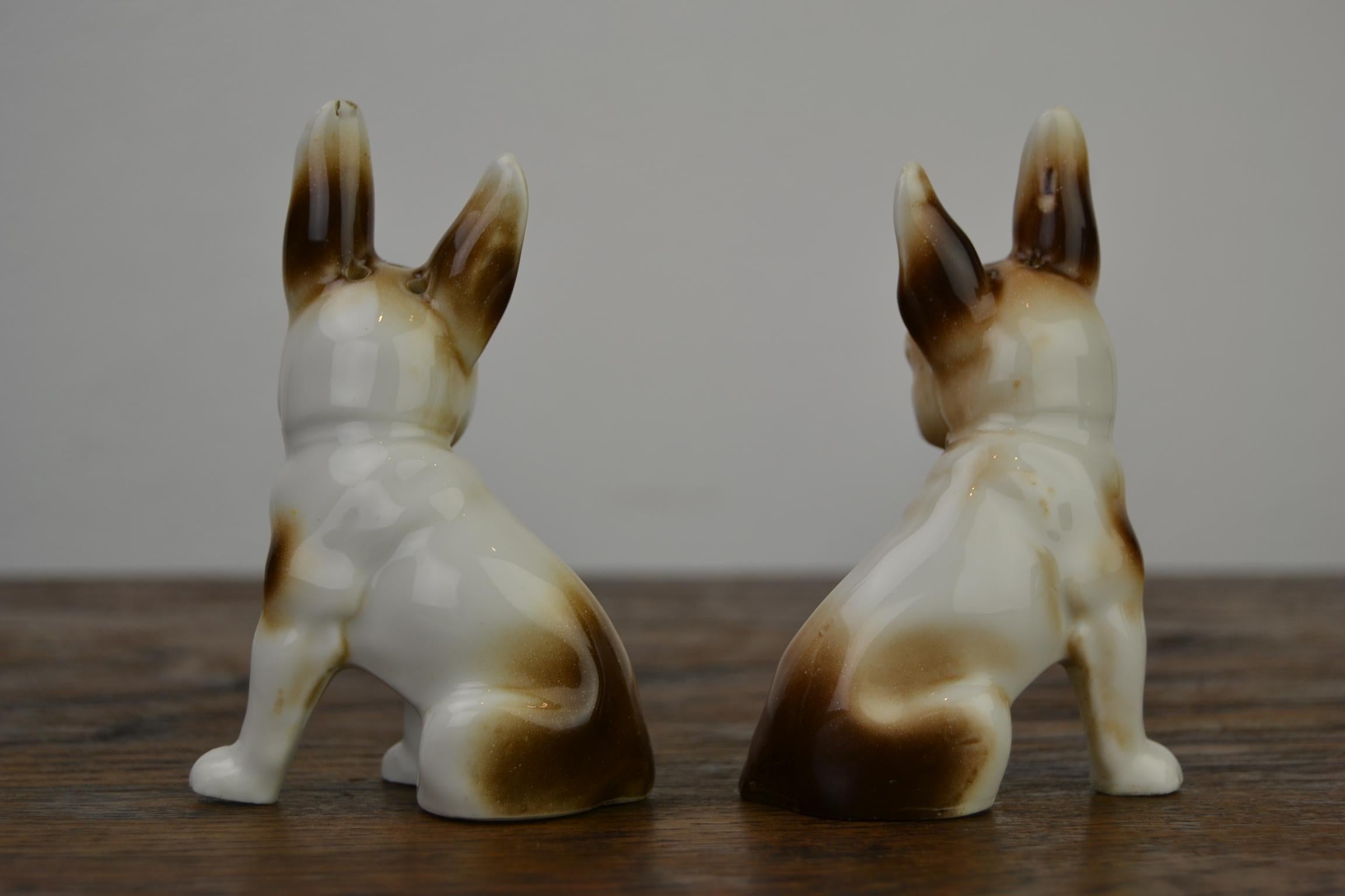 Porcelain Bulldog Shaped Salt and Pepper Shakers, Germany, Mid-20th Century 3