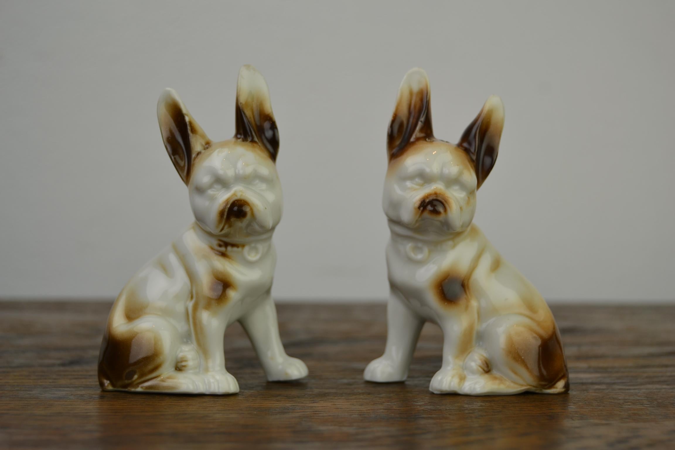 Porcelain Bulldog Shaped Salt and Pepper Shakers, Germany, Mid-20th Century 12