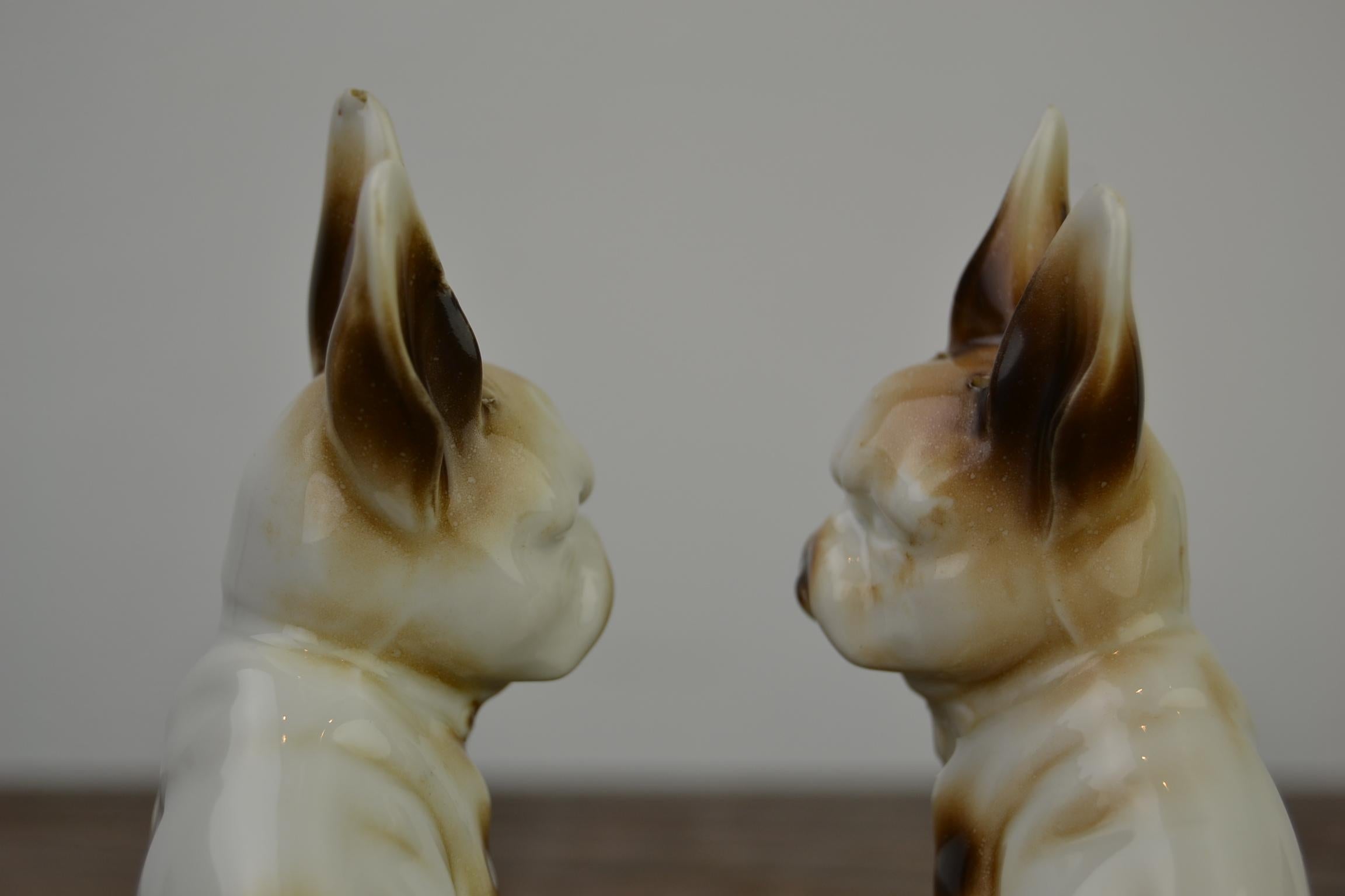 Art Deco Porcelain Bulldog Shaped Salt and Pepper Shakers, Germany, Mid-20th Century