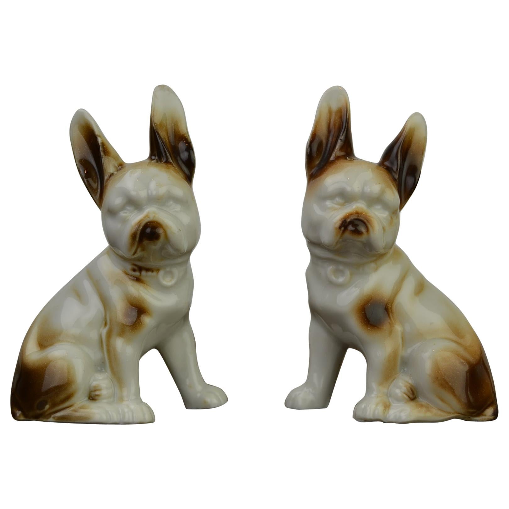 Porcelain Bulldog Shaped Salt and Pepper Shakers, Germany, Mid-20th Century