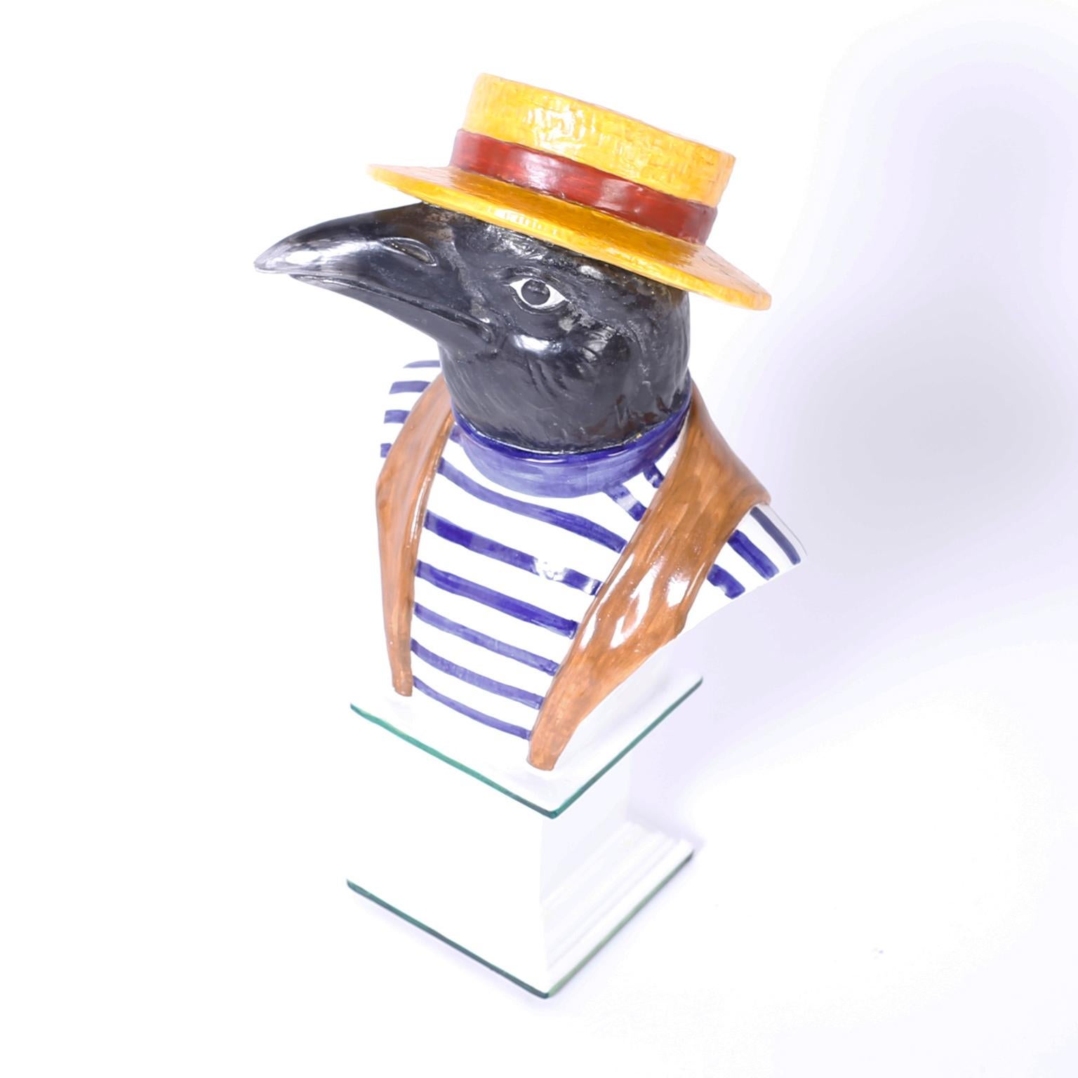 Porzellanbüste eines Vogel Gondolier (Handbemalt) im Angebot