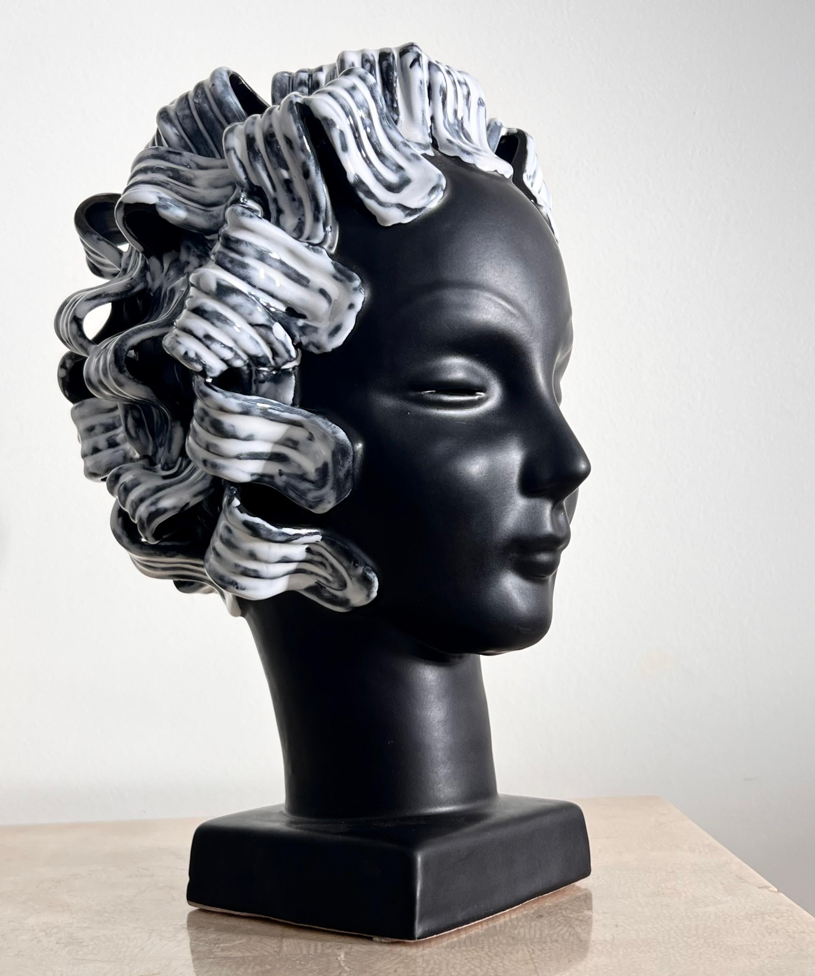 Post-Modern Porcelain Bust of a Woman After Medusa, Late 20th Century For Sale