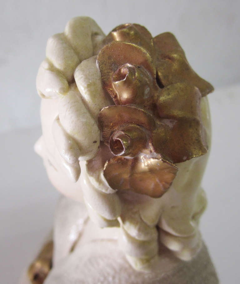 Mid-Century Modern Porcelain Bust of Victorian Lady by Cordey