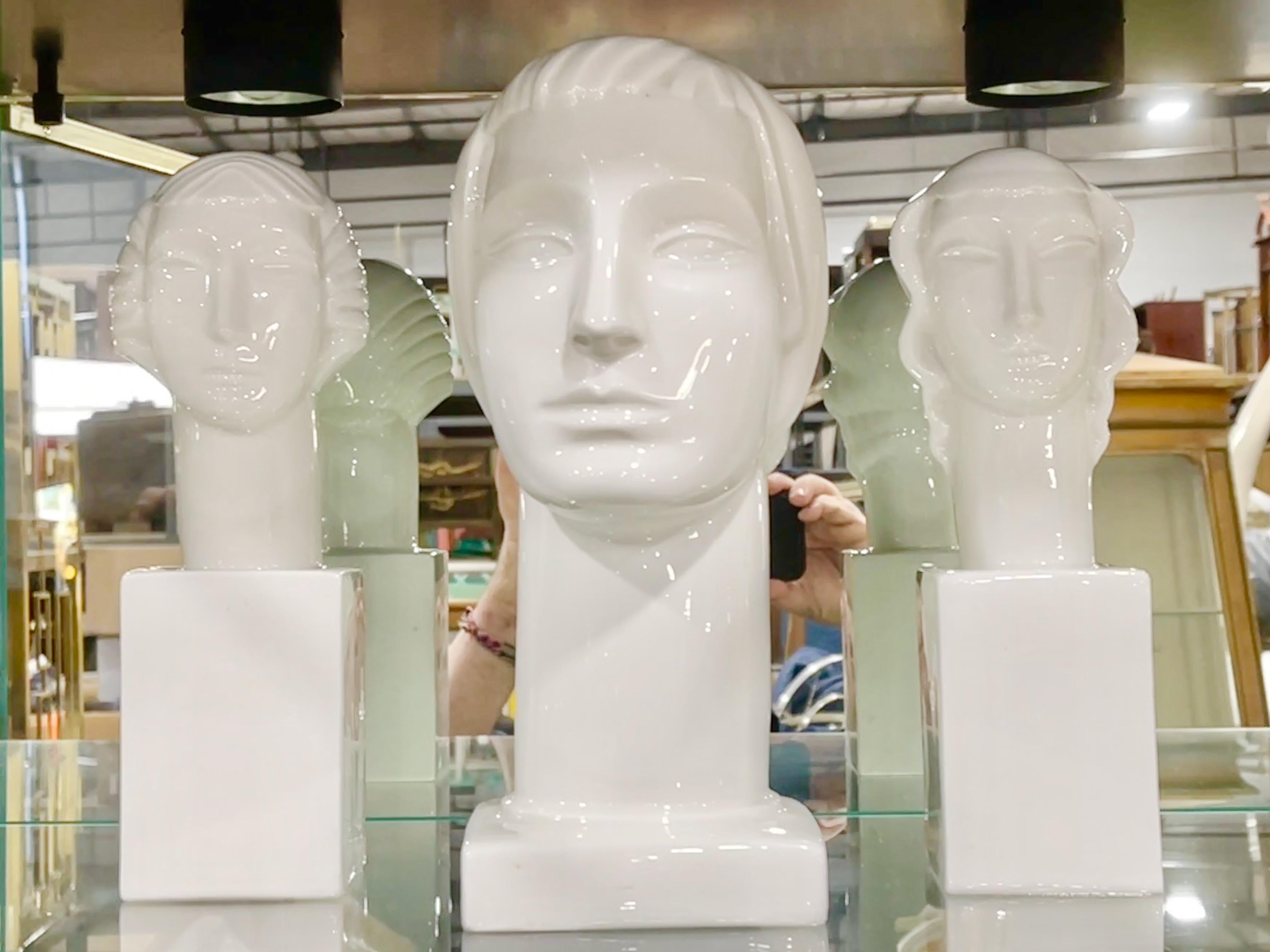 Art Deco Porcelain Busts by Geza de Vegh for Lamberton Scammell