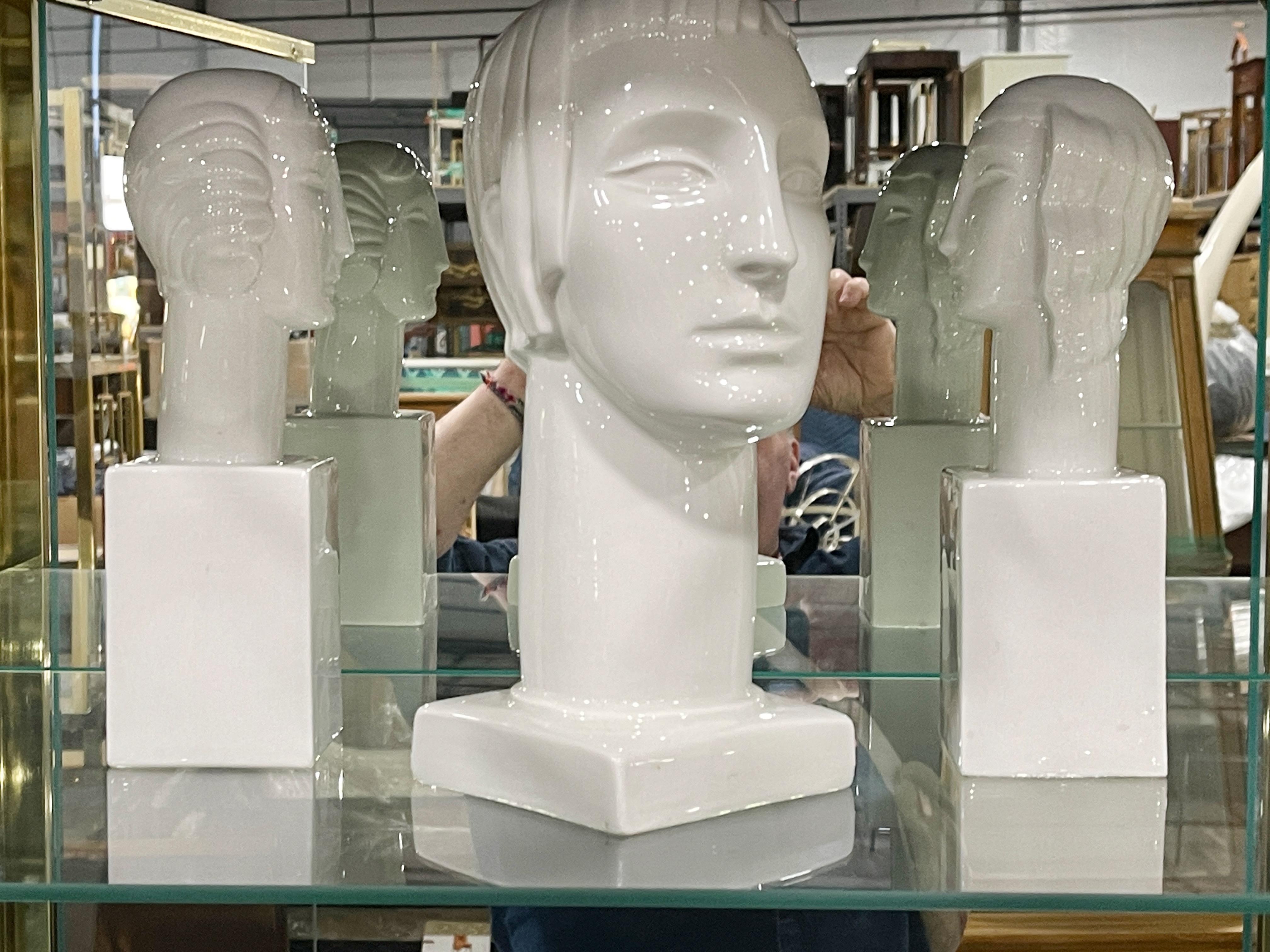 Glazed Porcelain Busts by Geza de Vegh for Lamberton Scammell