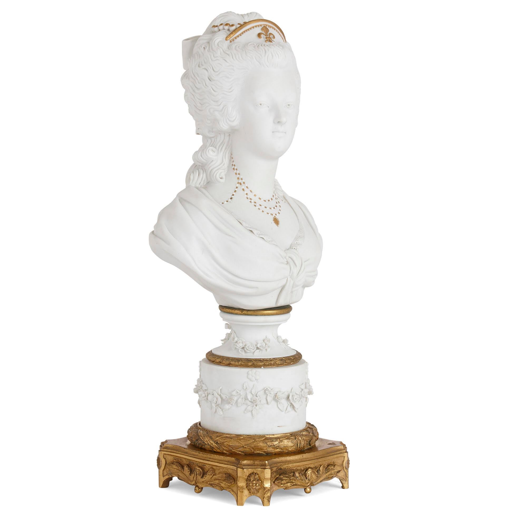19th Century Porcelain Busts of Louis XVI and Marie Antoinette in Style of Sèvres For Sale