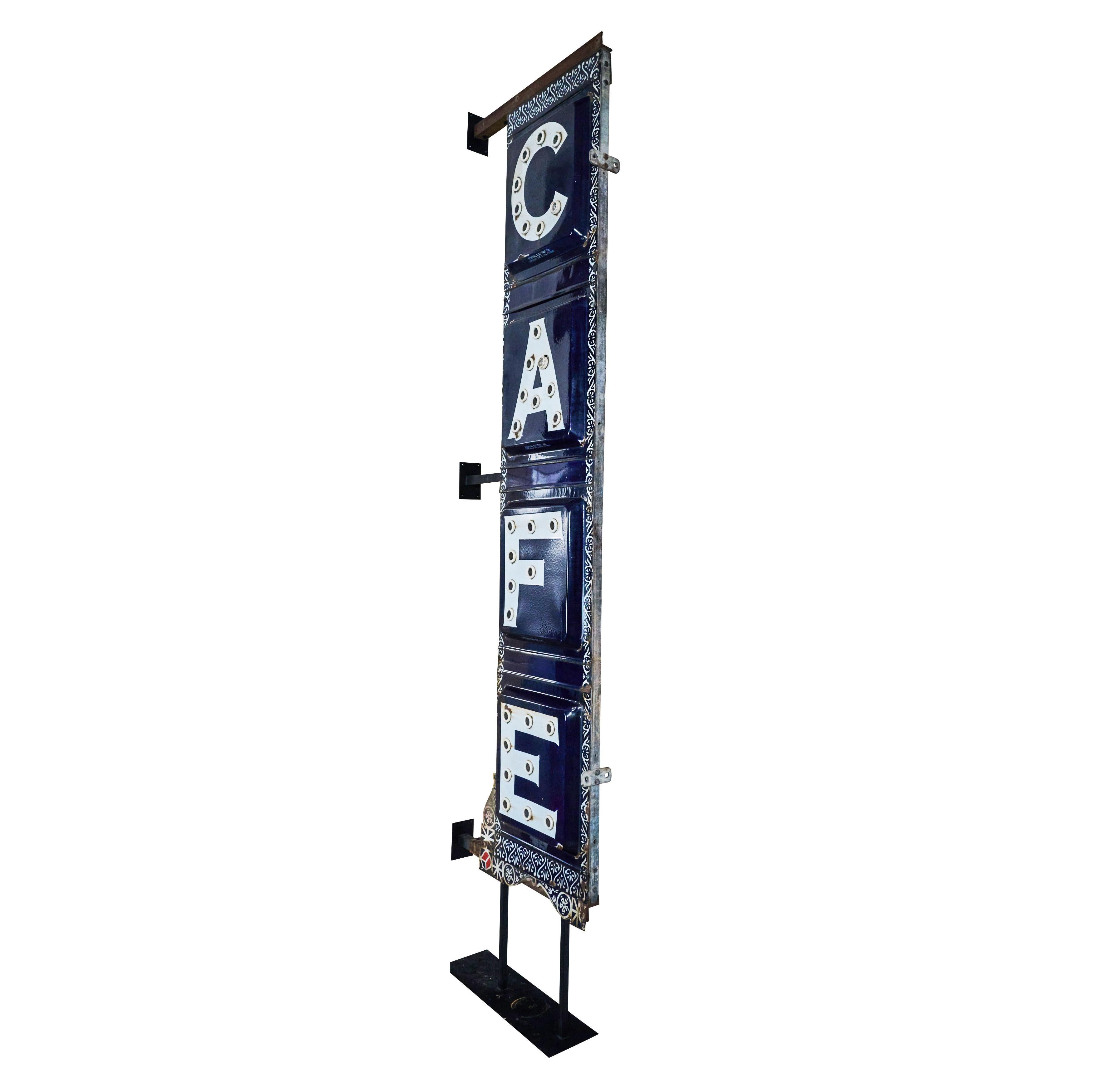 American Exceptional Vertical Enamel Cafe Sign
