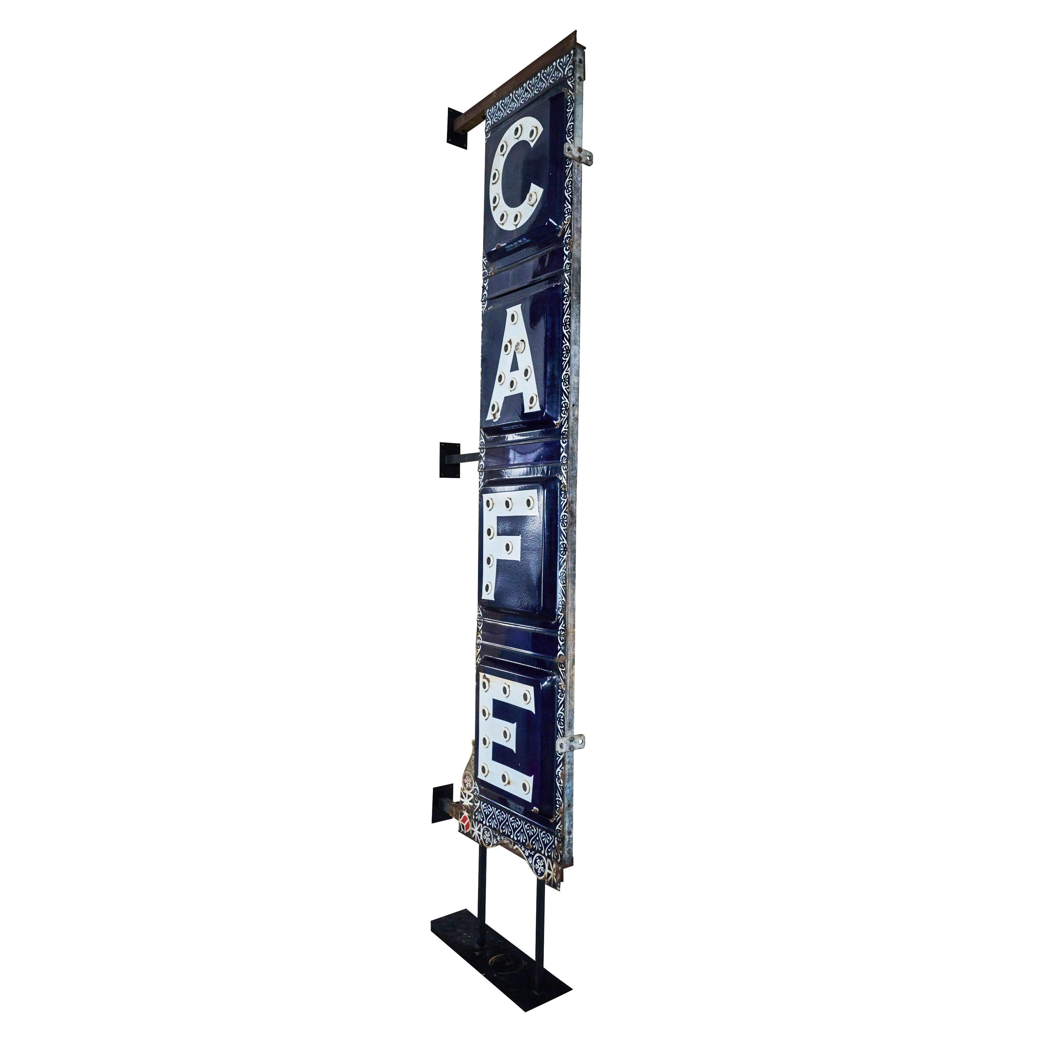 American Exceptional Vertical Enamel Cafe Sign For Sale