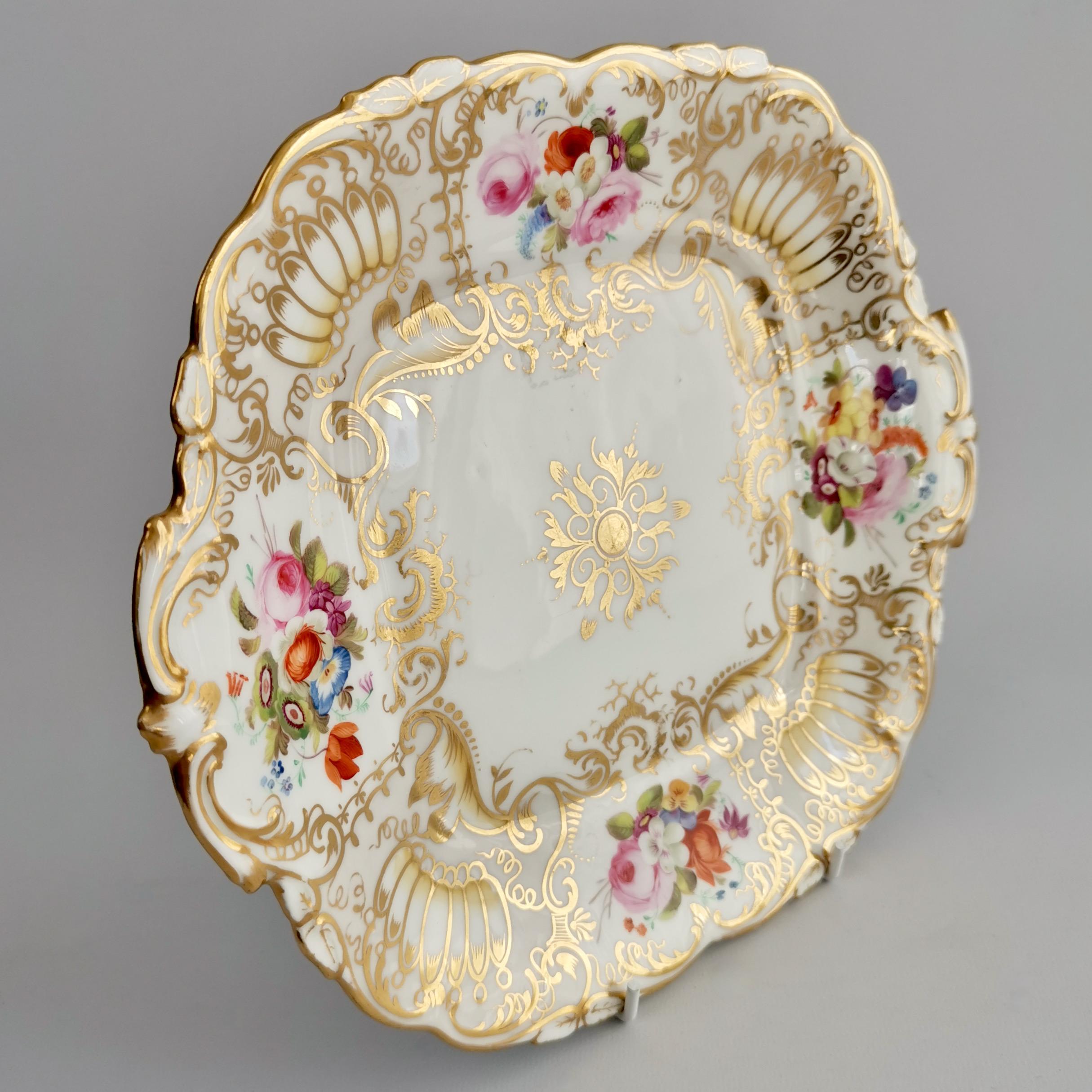 Porcelain Cake Plate, Coalport, Gilt and Flowers Attr. Thomas Dixon, 1834 4
