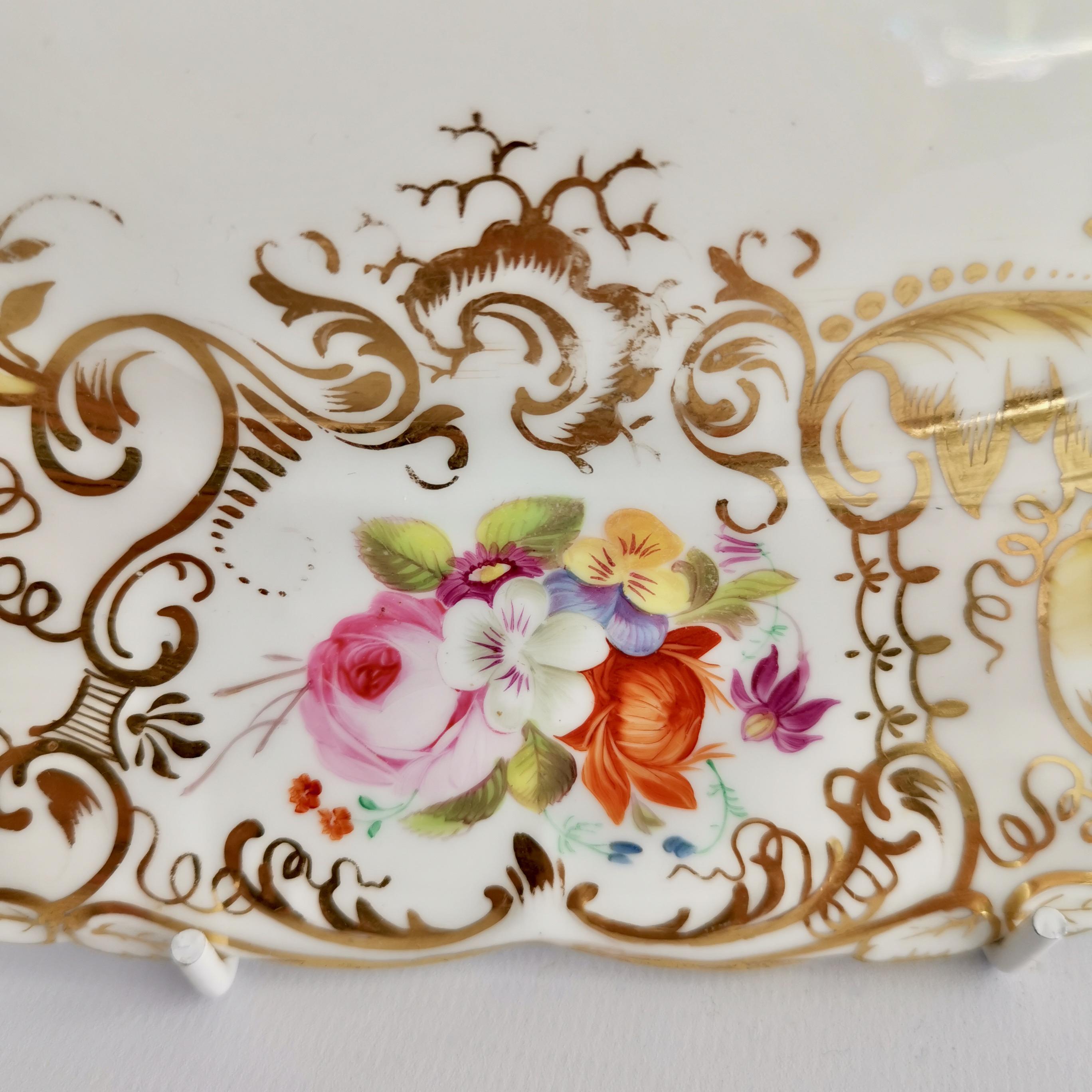 Porcelain Cake Plate, Coalport, Gilt and Flowers Attr. Thomas Dixon, 1834 In Good Condition In London, GB