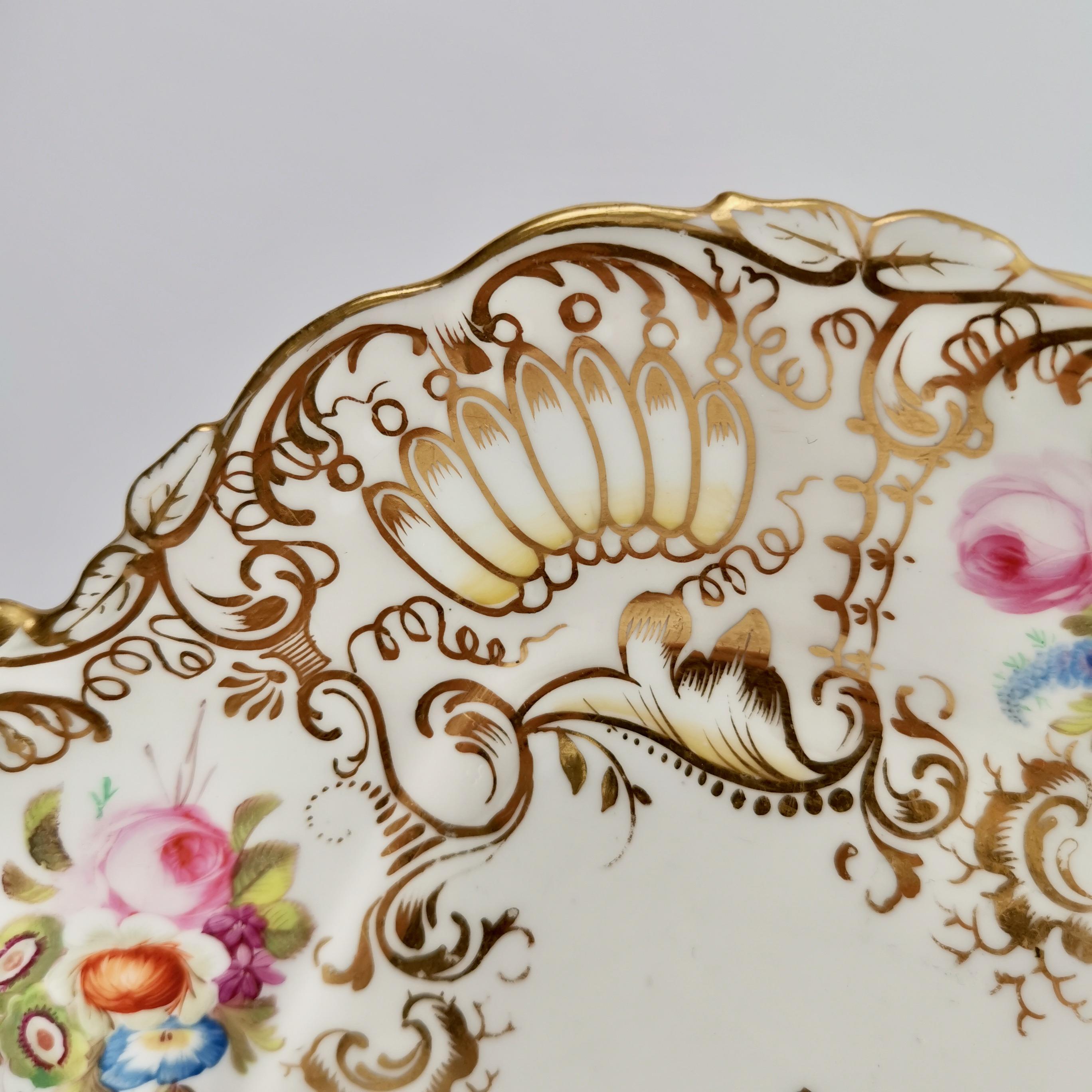 Porcelain Cake Plate, Coalport, Gilt and Flowers Attr. Thomas Dixon, 1834 1