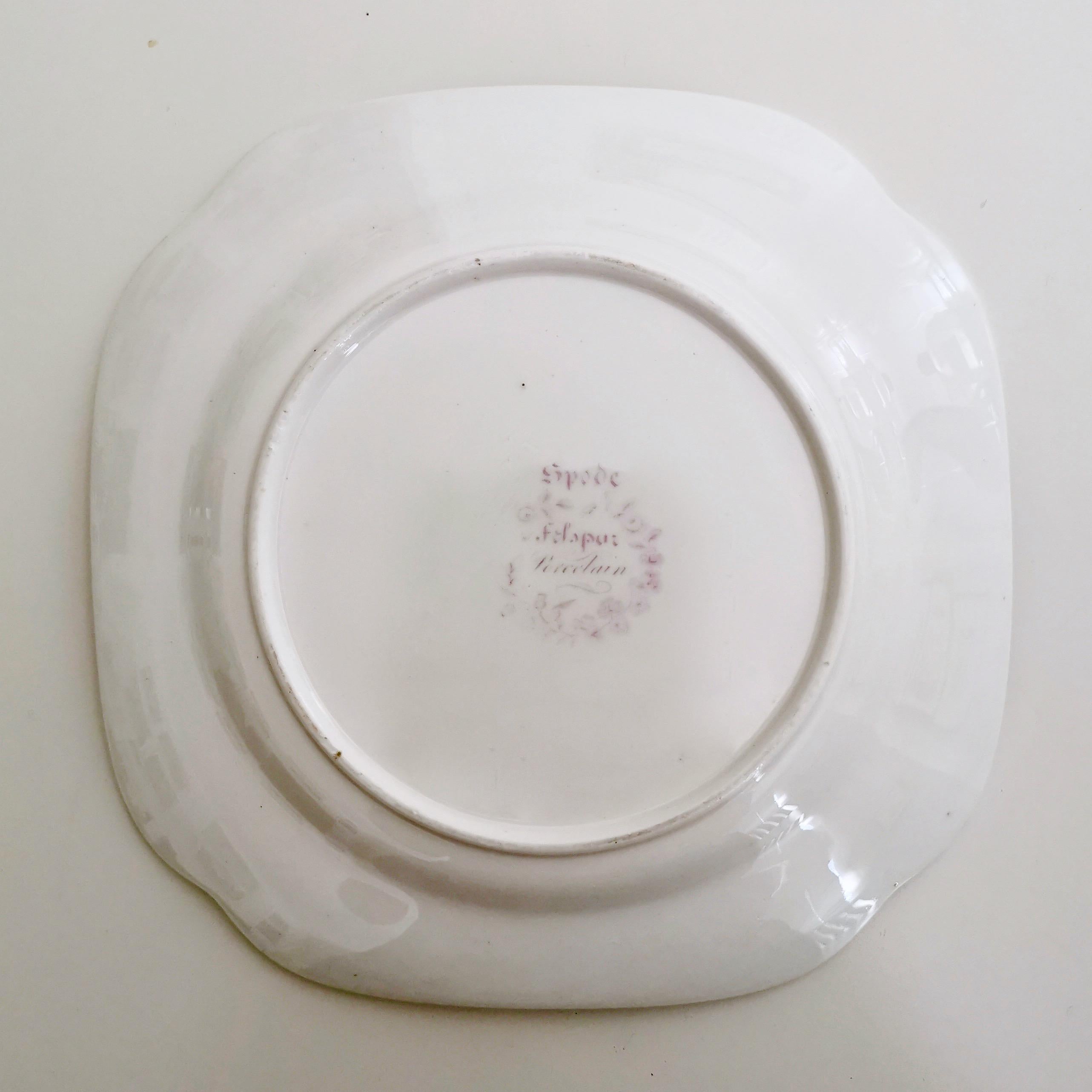 Porcelain Cake Plate, Spode Felspar, White with Harebell Pattern, Regency, 1826 4