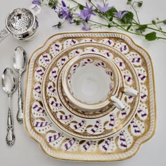 Porcelain Cake Plate, Spode Felspar, White with Harebell Pattern, Regency, 1826