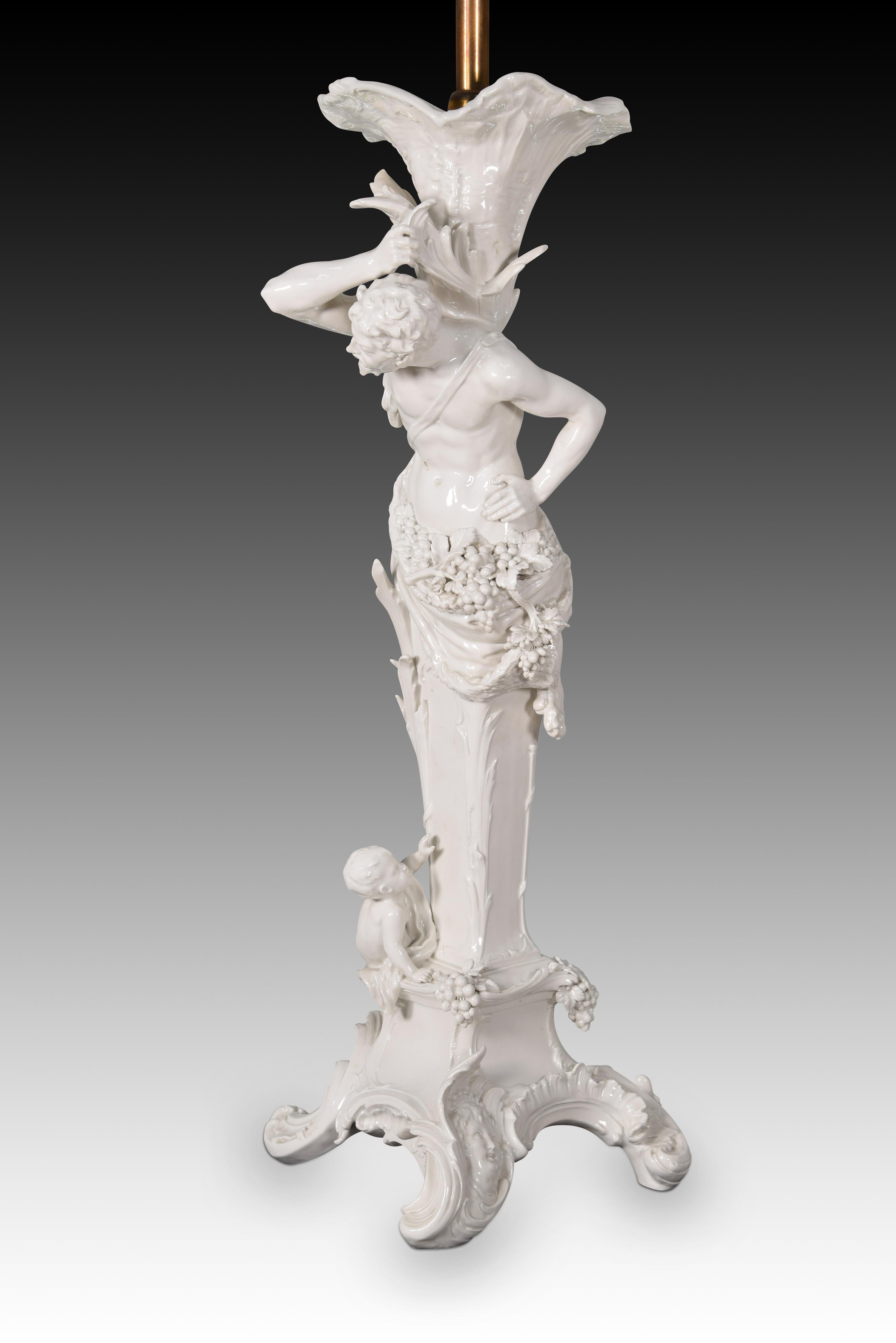 Neoclassical Porcelain Candelabrum Lamp, KPM, Berlin, 19th Century For Sale