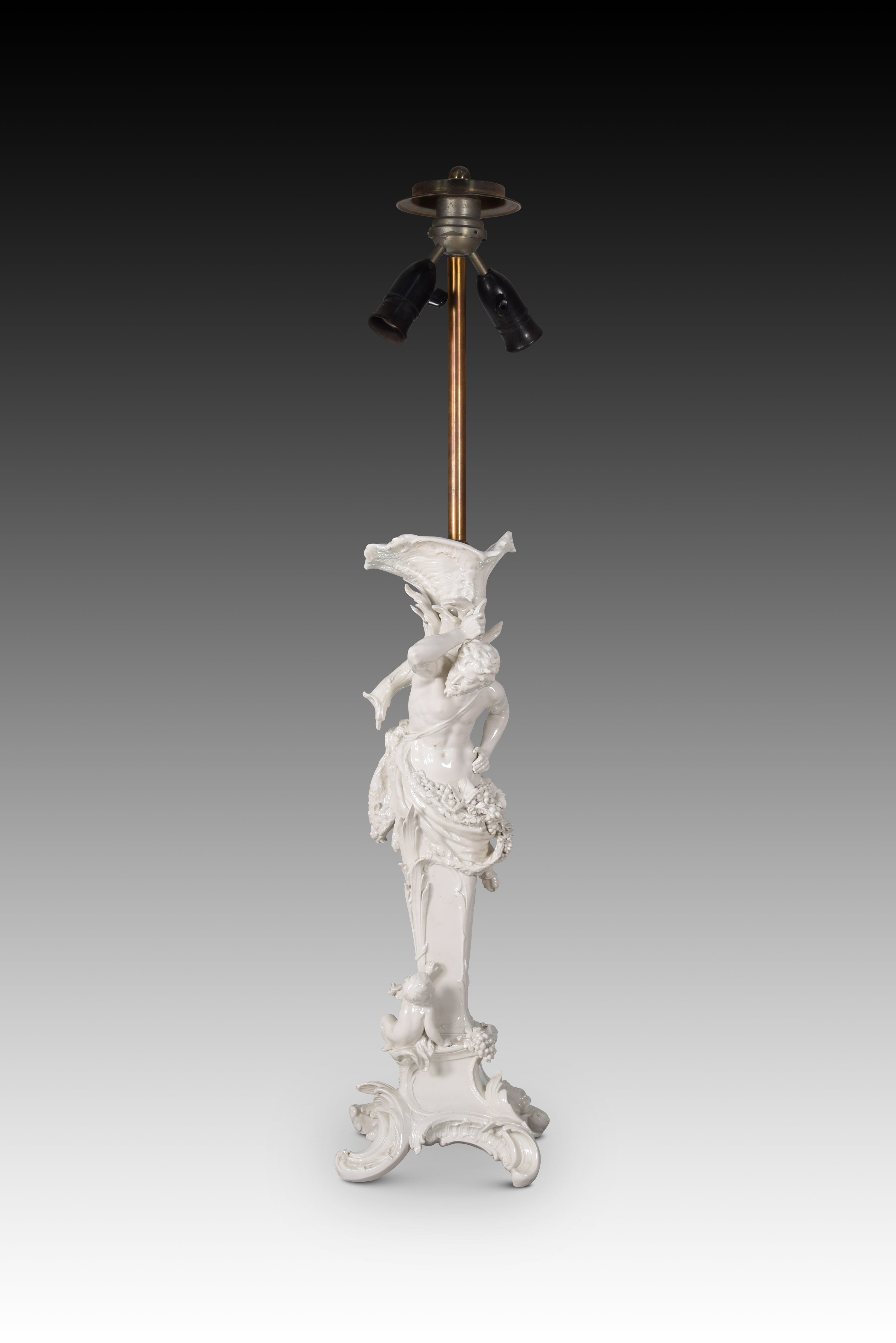 Porcelain Candelabrum Lamp, KPM, Berlin, 19th Century