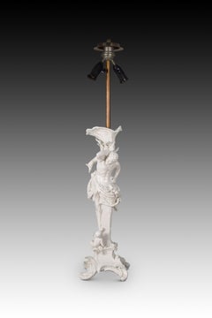 Antique Porcelain Candelabrum Lamp, KPM, Berlin, 19th Century