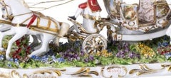 Porcelaine - Carrosse avec chevaux et écuyer - Capodimonte