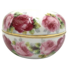 Antique Porcelain casket with Chrysantheme Cacilie roses