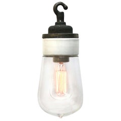 Porcelain Cast Iron Clear Glass Industrial Hanging Lights