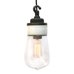 Porcelain Cast Iron Clear Glass Industrial Hanging Lights
