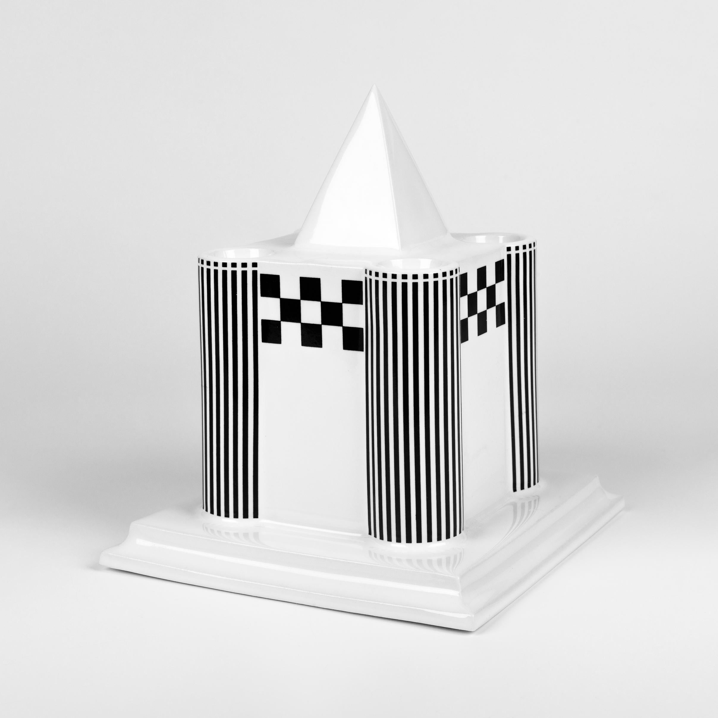 Post-Modern Porcelain Castle Candle Holder by Heide Warlamis, Austria 1980s For Sale