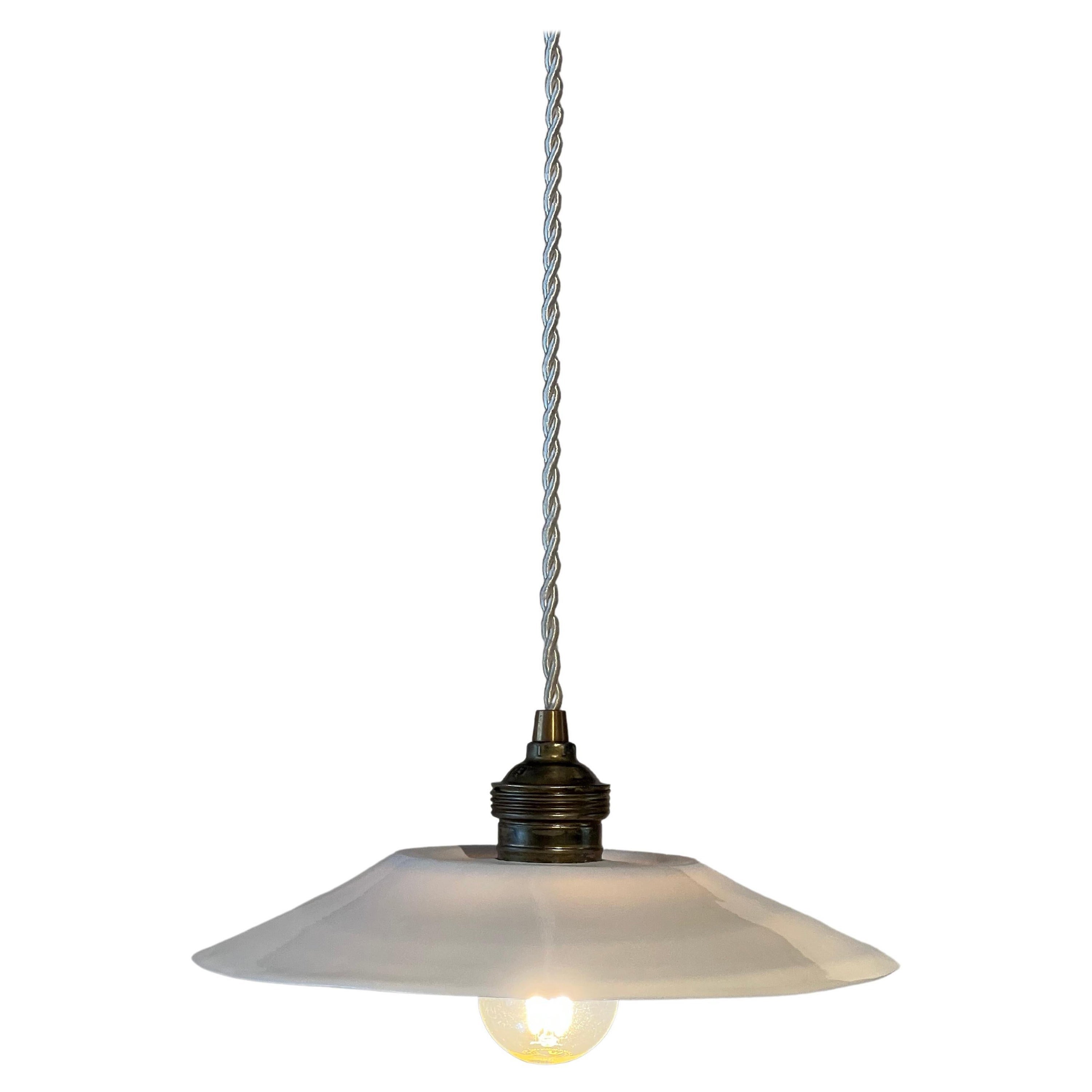 Porcelain Ceiling Lamp with Silk Wire and Brass, Translucid, White For Sale