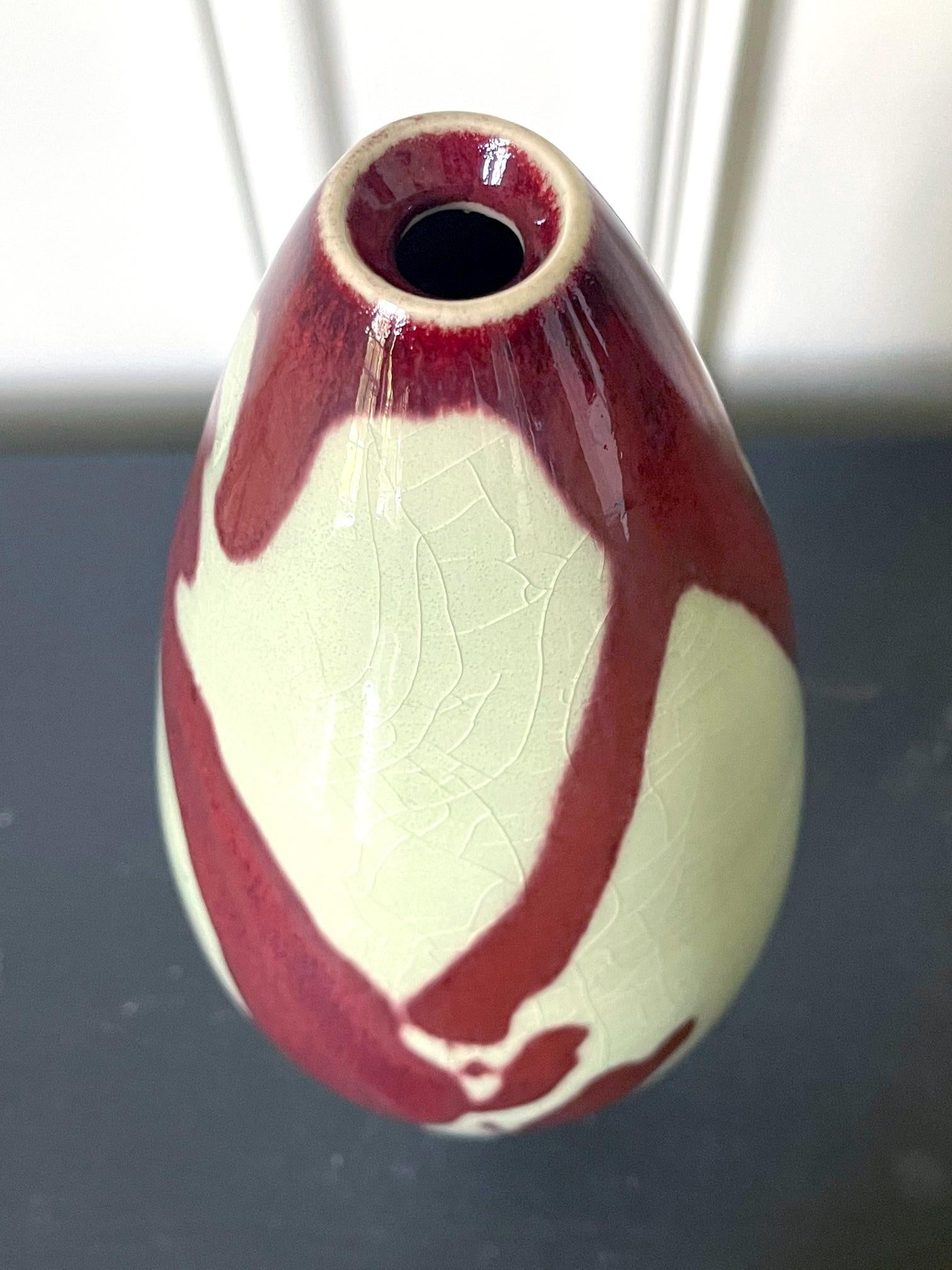 Modern Porcelain Celadon Vase with Copper Glaze by Brother Thomas Bezanson For Sale