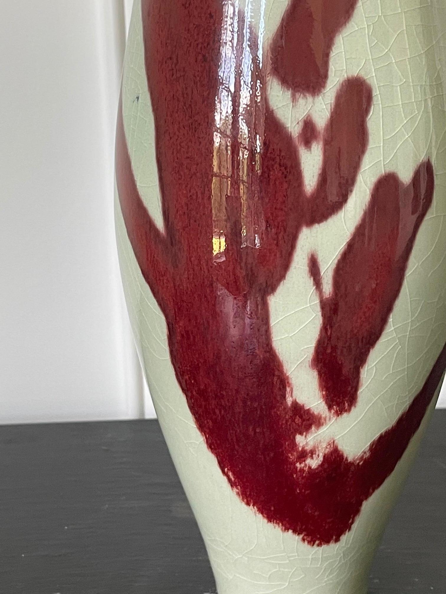 Porcelain Celadon Vase with Copper Glaze by Brother Thomas Bezanson In Good Condition For Sale In Atlanta, GA