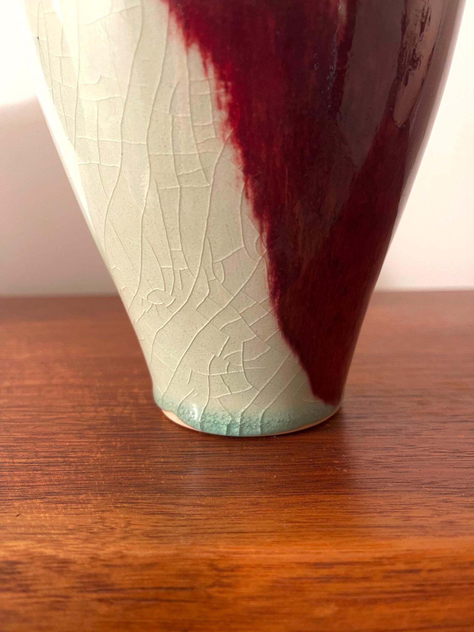 Ceramic Porcelain Celadon Vase with Copper Glaze by Brother Thomas Bezanson For Sale