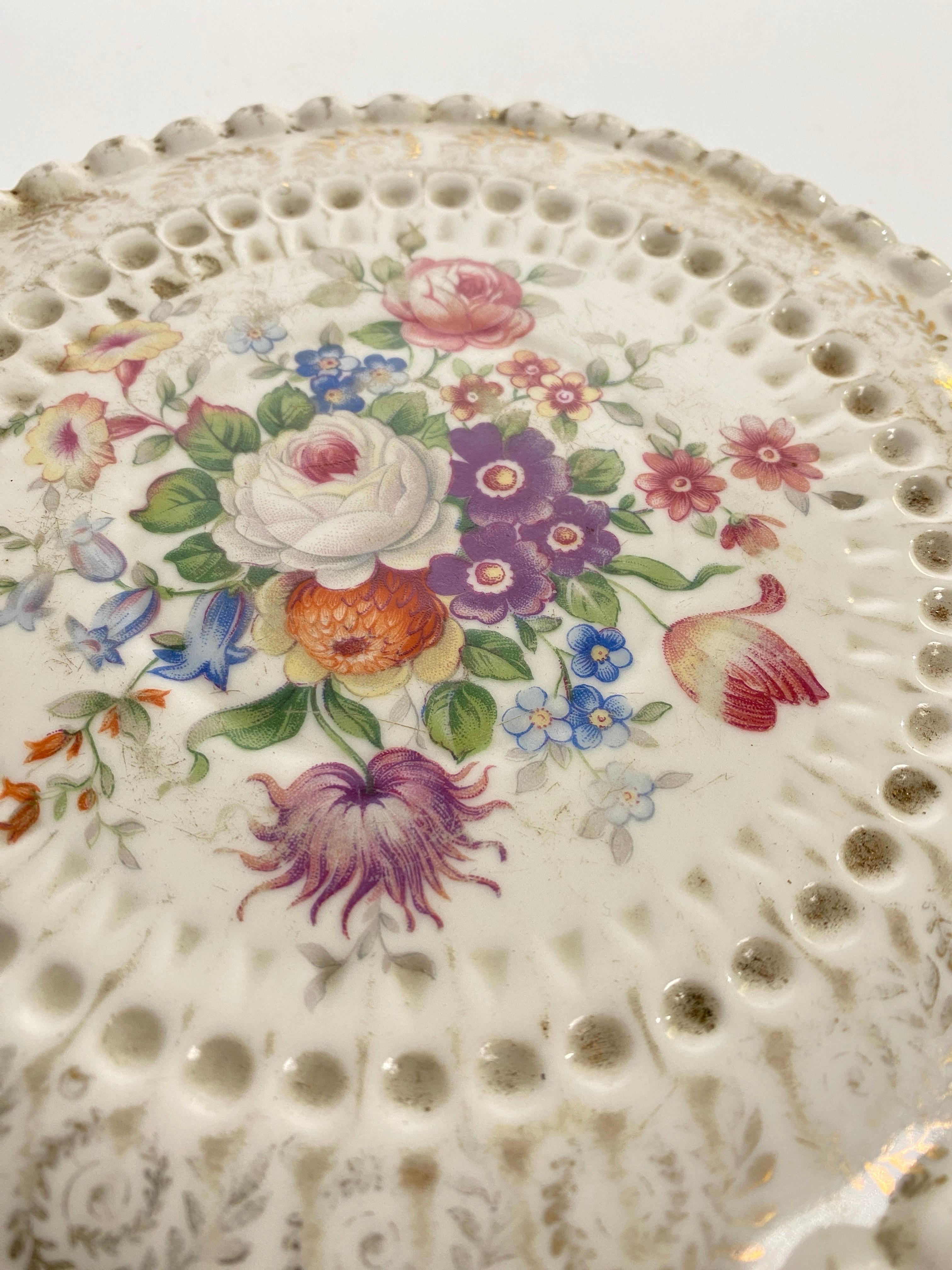 Mid-20th Century Porcelain Center Table or Trivet, in Limoges Cèramic, Made in France, circa 1960 For Sale