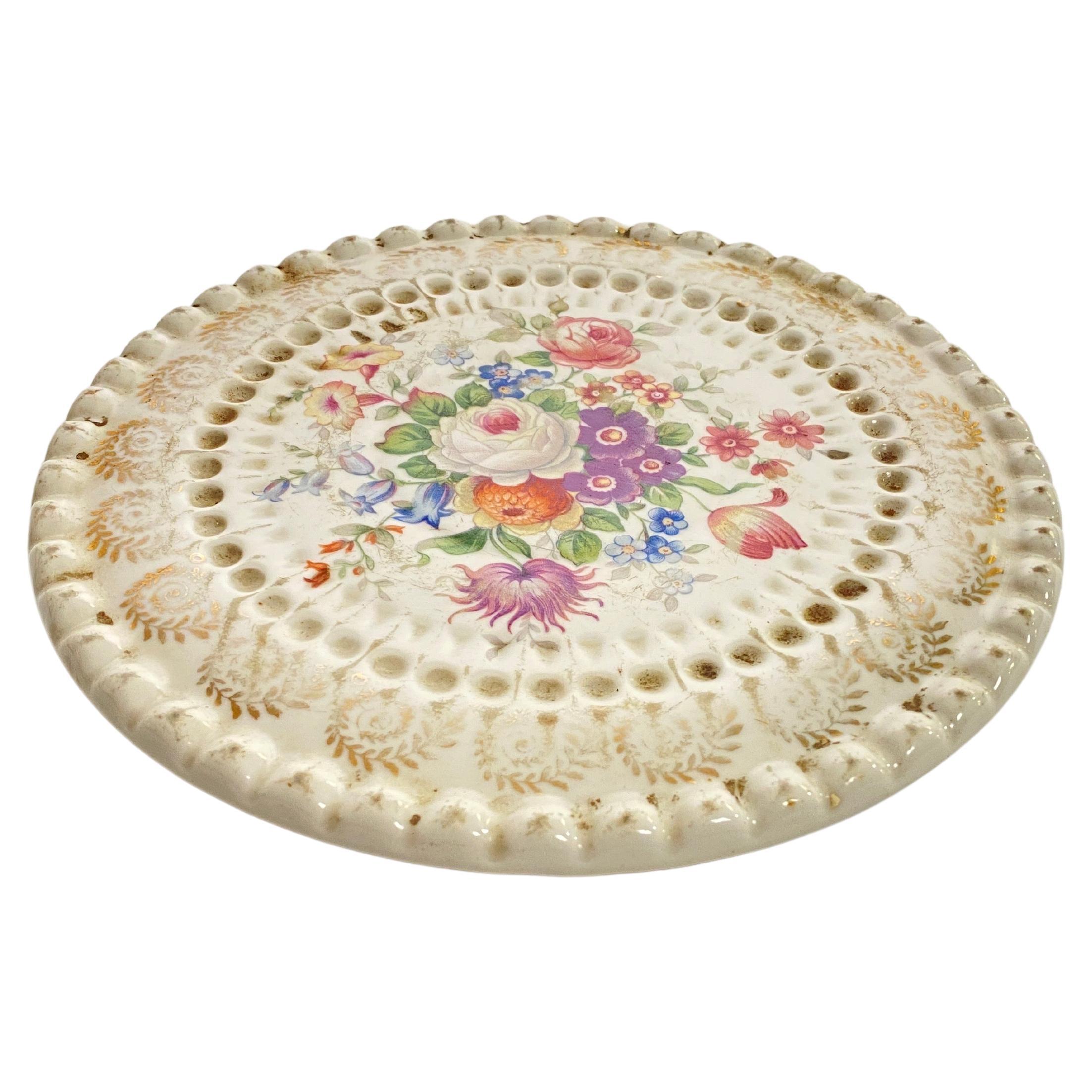 Porcelain Center Table or Trivet, in Limoges Cèramic, Made in France, circa 1960